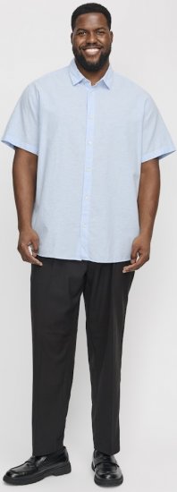 Jack & Jones Breeze Linen Blend Short Sleeve Shirt Chambray Blue - Chemises - Chemises Grandes Tailles Hommes