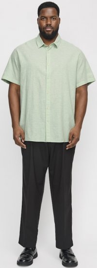 Jack & Jones Breeze Linen Blend Short Sleeve Shirt Iceberg Green - Chemises - Chemises Grandes Tailles Hommes