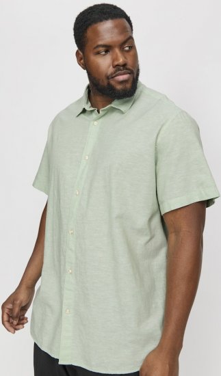 Jack & Jones Breeze Linen Blend Short Sleeve Shirt Iceberg Green - Chemises - Chemises Grandes Tailles Hommes