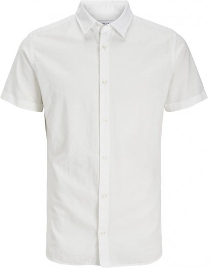 Jack & Jones Breeze Linen Blend Short Sleeve Shirt White - Chemises - Chemises Grandes Tailles Hommes