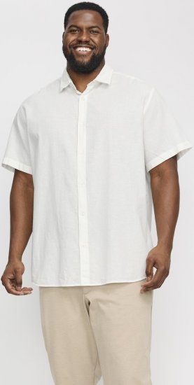 Jack & Jones Breeze Linen Blend Short Sleeve Shirt White - Chemises - Chemises Grandes Tailles Hommes