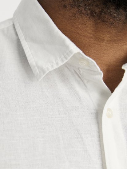 Jack & Jones Breeze Linen Blend Short Sleeve Shirt White - Chemises - Chemises Grandes Tailles Hommes