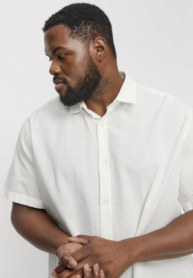 Jack & Jones Breeze Linen Blend Short Sleeve Shirt White - Chemises - Chemises Grandes Tailles Hommes