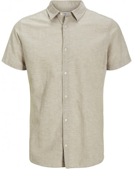 Jack & Jones Breeze Linen Blend Short Sleeve Shirt Beige - Chemises - Chemises Grandes Tailles Hommes