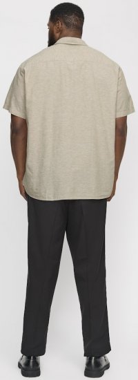 Jack & Jones Breeze Linen Blend Short Sleeve Shirt Beige - Chemises - Chemises Grandes Tailles Hommes