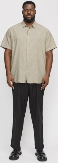 Jack & Jones Breeze Linen Blend Short Sleeve Shirt Beige - Chemises - Chemises Grandes Tailles Hommes