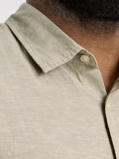 Jack & Jones Breeze Linen Blend Short Sleeve Shirt Beige - Chemises - Chemises Grandes Tailles Hommes