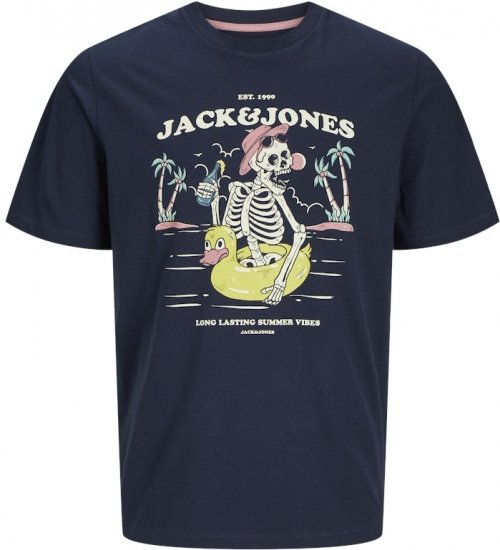 Jack & Jones Elijah Crew Neck T-Shirt Navy - T-shirts - T-shirts Homme Grande Taille