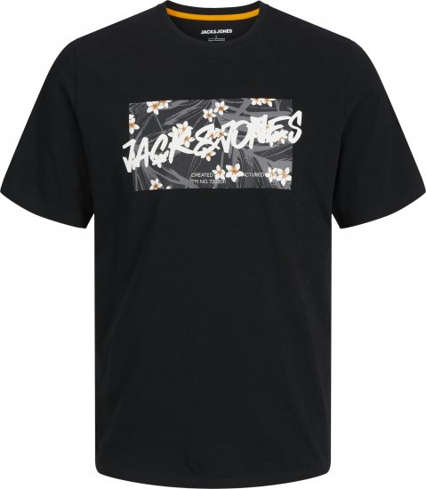Jack & Jones Hawaii Shape Crew Neck T-Shirt Black - T-shirts - T-shirts Homme Grande Taille