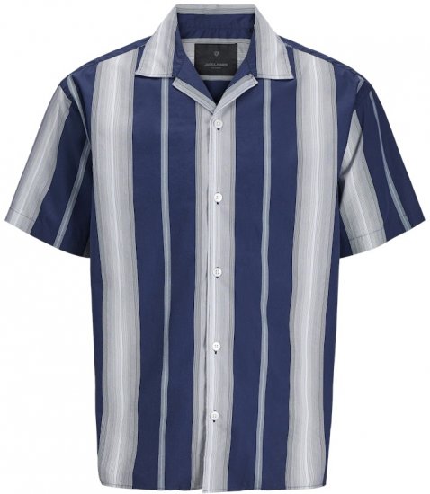 Jack & Jones Palermo Restort Print Short Sleeve Shirt Navy - Chemises - Chemises Grandes Tailles Hommes