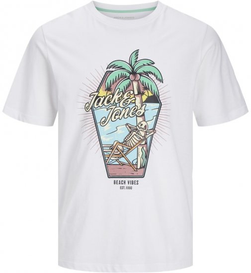 Jack & Jones Elijah Crew Neck T-Shirt White - T-shirts - T-shirts Homme Grande Taille