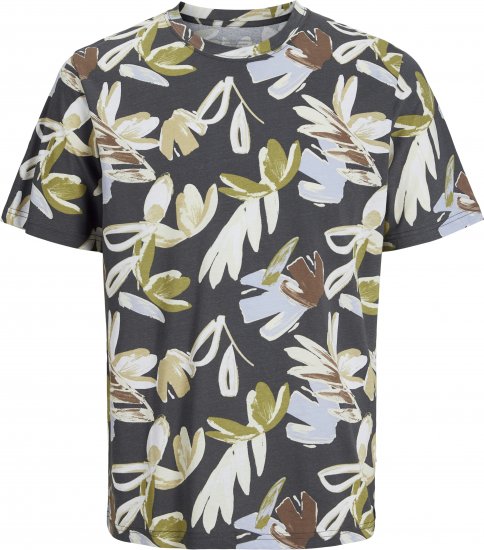 Jack & Jones Varenna AOP Crew Neck T-Shirt Grey - T-shirts - T-shirts Homme Grande Taille