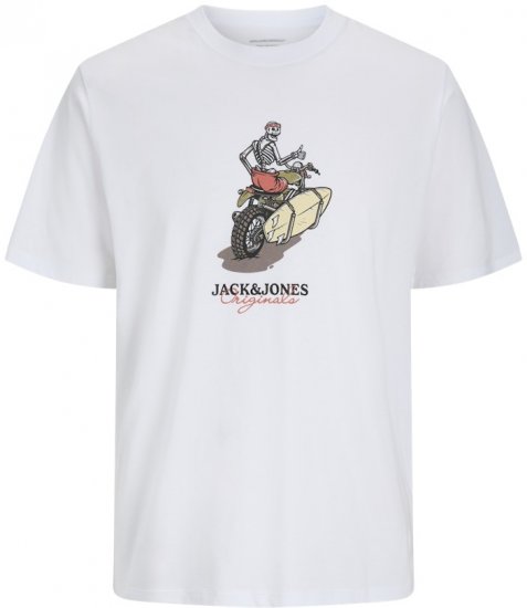 Jack & Jones Skull Coast Crew Neck T-Shirt Bright White - T-shirts - T-shirts Homme Grande Taille