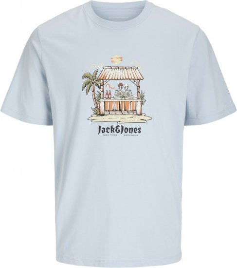 Jack & Jones Skull Coast Crew Neck T-Shirt Light Blue - T-shirts - T-shirts Homme Grande Taille