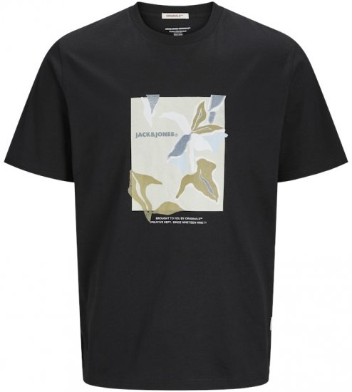 Jack & Jones Almeria Front Print Crew Neck T-Shirt Black - T-shirts - T-shirts Homme Grande Taille