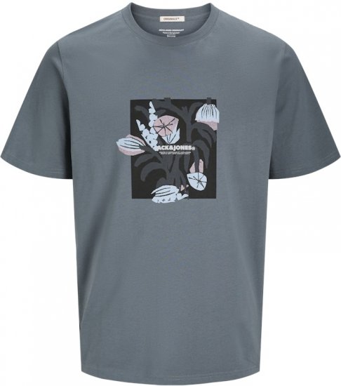Jack & Jones Almeria Front Print Crew Neck T-Shirt Grey - T-shirts - T-shirts Homme Grande Taille
