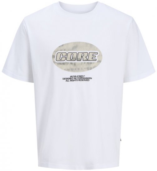 Jack & Jones Lido Core Front Print T-Shirt Bright White - T-shirts - T-shirts Homme Grande Taille