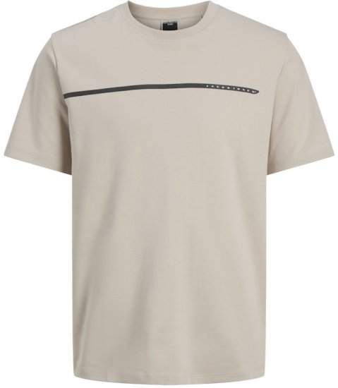Jack & Jones Fusion Black Line Crew Neck T-Shirt Beige - T-shirts - T-shirts Homme Grande Taille