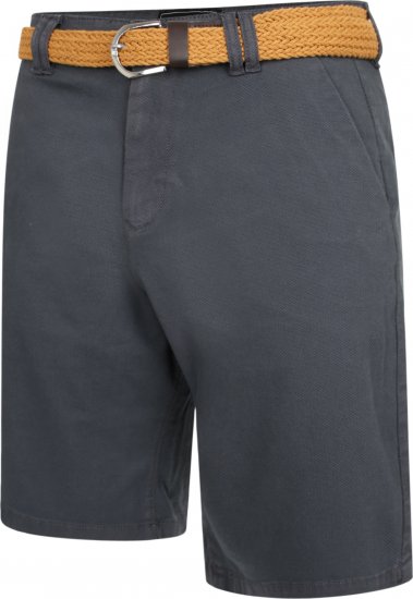 Kam Jeans 3402 Belted Dobby Weave Stretch Chino Shorts Charcoal - Shorts - Shorts hommes grande taille