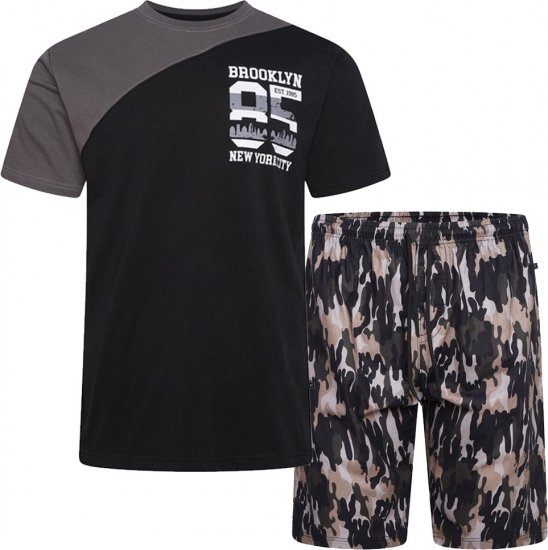 Kam Jeans 5001 'Brooklyn 85' Tee And Short Set Black - T-shirts - T-shirts Homme Grande Taille