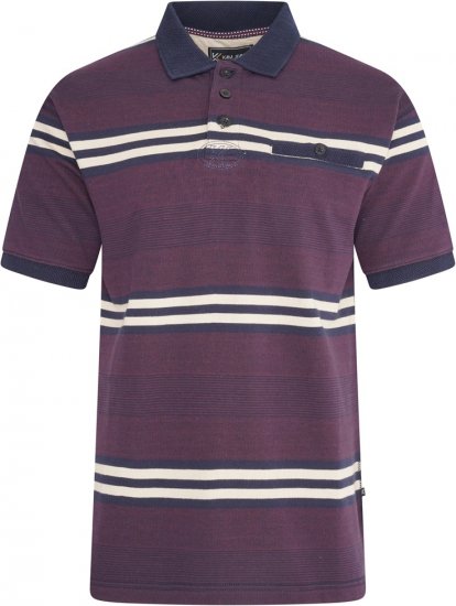 Kam Jeans 5506 Stripe Rugby Polo With Jacquard Collar & Cuffs Navy - Polos - Polos homme grande taille