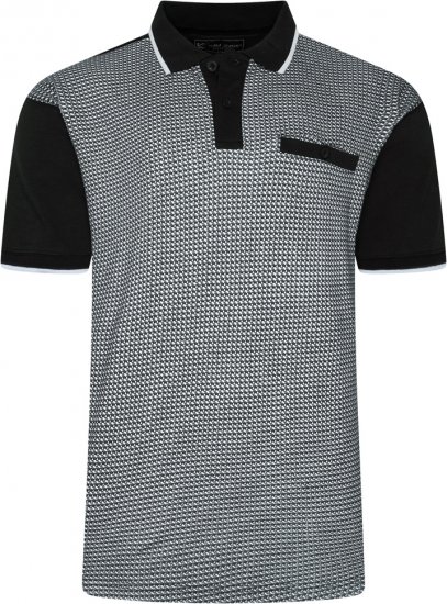 Kam Jeans 5518 Smart Mini Geo-Print Polo Black - Polos - Polos homme grande taille