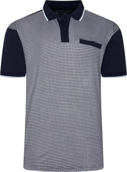 Kam Jeans 5518 Smart Mini Geo-Print Polo Navy - Polos - Polos homme grande taille