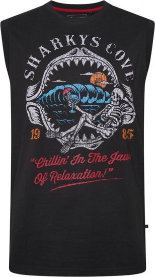 Kam Jeans 5762 Sharkeys Cove Vest Sleeveless T-Shirt Pirate Black - T-shirts - T-shirts Homme Grande Taille