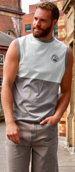Kam Jeans 5764 Palm Springs Vest Sleeveless T-Shirt Griffin Grey - T-shirts - T-shirts Homme Grande Taille