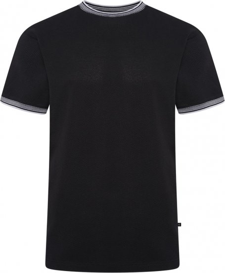Kam Jeans 5779 Textured Body With Contrast Neck And Cuffs T-Shirt Black - T-shirts - T-shirts Homme Grande Taille