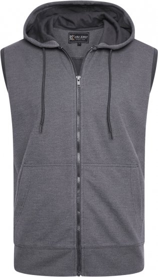 Kam Jeans 7077 Textured Interlock Sleeveless Hoodie Charcoal - Sweatshirts & hoodies - Sweatshirts/Hoodies grande taille homme