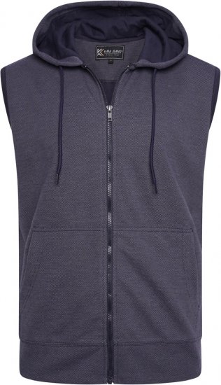 Kam Jeans 7077 Textured Interlock Sleeveless Hoodie Indigo - Sweatshirts & hoodies - Sweatshirts/Hoodies grande taille homme