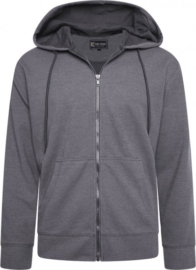 Kam Jeans 7078 Textured Interlock Hoody Charcoal - Sweatshirts & hoodies - Sweatshirts/Hoodies grande taille homme