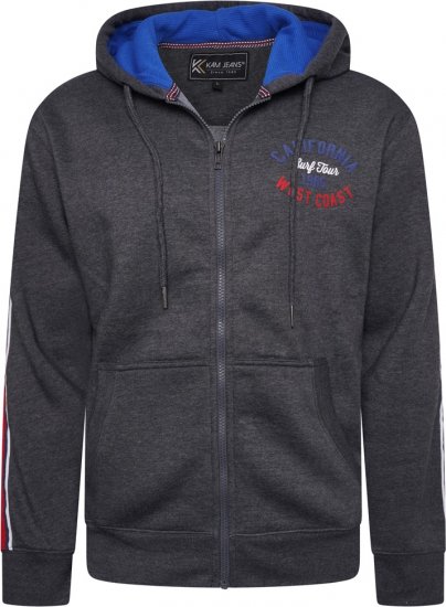 Kam Jeans 7080 California Hoody With Taped Sleeves Charcoal - Sweatshirts & hoodies - Sweatshirts/Hoodies grande taille homme
