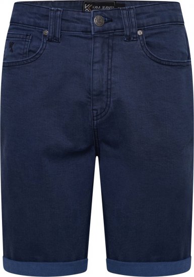 Kam Jeans Onana Embossed Wash Denim Shorts Smokey Blue - Shorts - Shorts hommes grande taille