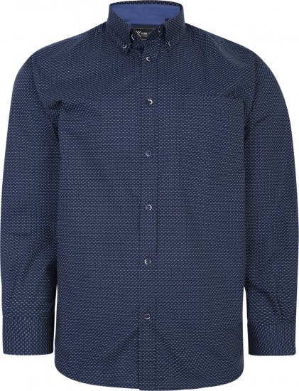 Kam Jeans P018 Premium Dobby Print Long Sleeve Shirt Navy - Chemises - Chemises Grandes Tailles Hommes