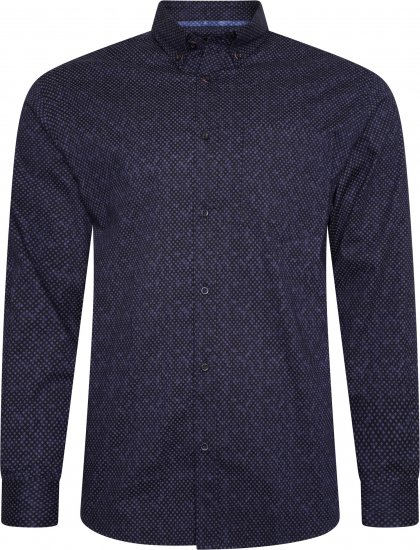 Kam Jeans P021 Premium Two Tone Digital Print Long Sleeve Shirt Indigo - Chemises - Chemises Grandes Tailles Hommes
