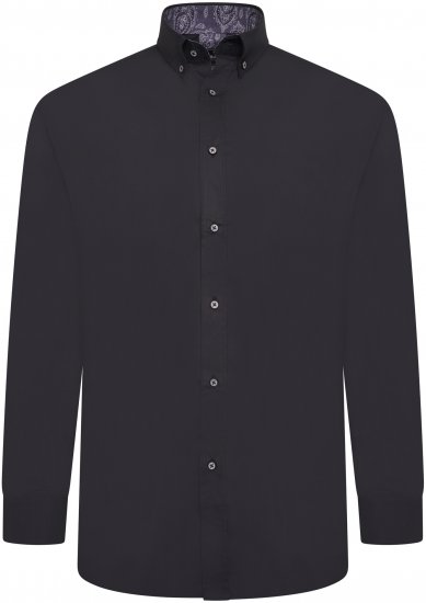 Kam Jeans P023B Premium Stretch Long Sleeve Shirt Button Down Black - Chemises - Chemises Grandes Tailles Hommes