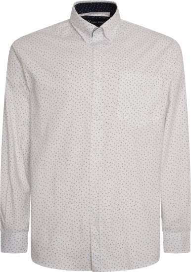 Kam Jeans P037 Dobby Print Stretch Long Sleeve Shirt White - Chemises - Chemises Grandes Tailles Hommes