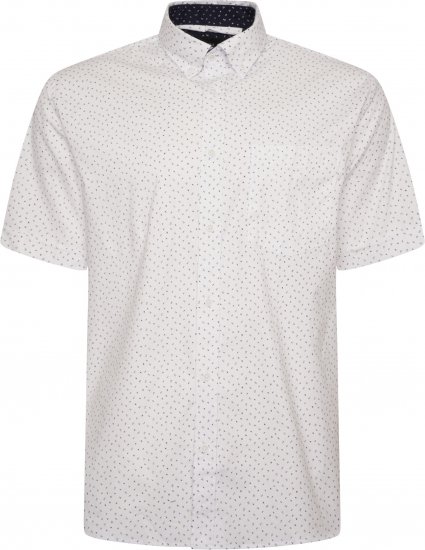 Kam Jeans P037 Dobby Print Stretch Short Sleeve Shirt White - Chemises - Chemises Grandes Tailles Hommes
