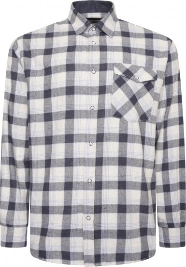 Kam Jeans P040 Premium Flannel Retro Check Shirt Indigo - Chemises - Chemises Grandes Tailles Hommes