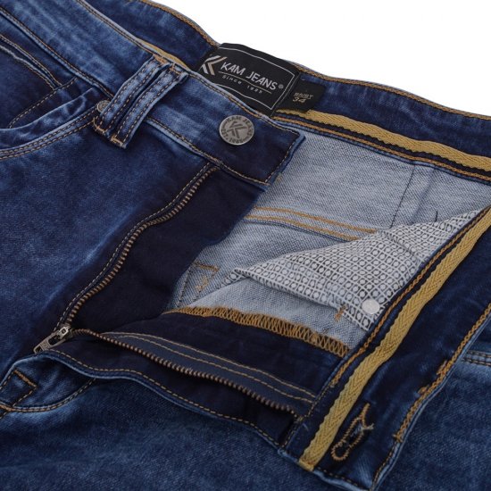Kam Jeans Pepe Knitted Denim Shorts Random Mid Wash Blue - Shorts - Shorts hommes grande taille