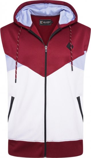 Kam Jeans TS006 Retro Pannelled Tracky Set (Shorts/Sleeveless Hoodie) Red - Survêtements - Survêtements homme grande taille