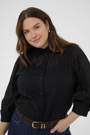 Kaffe Curve Gabby Chemise à manches raccourcies Noir - Chemisiers - 
