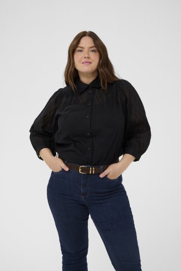 Kaffe Curve Gabby Chemise à manches raccourcies Noir - Chemisiers - 