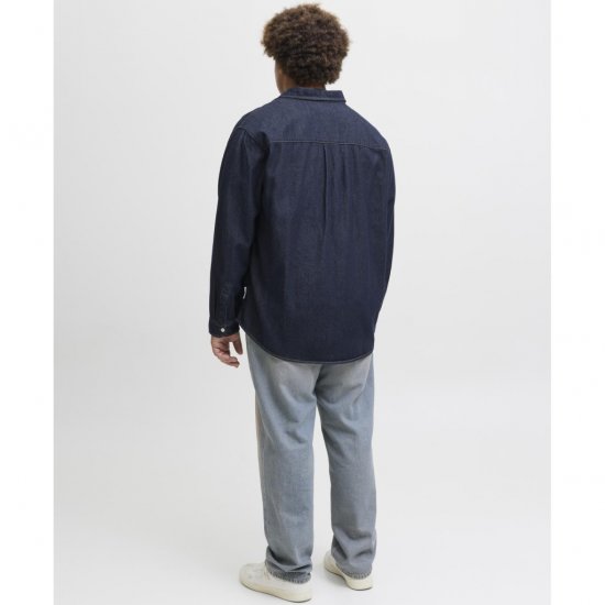 Jack & Jones Norrebro Denim Long Sleeve Shirt Dark Blue Denim - Chemises - Chemises Grandes Tailles Hommes