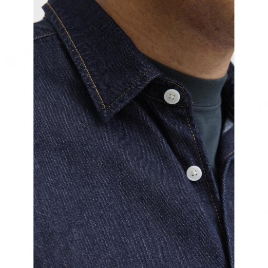 Jack & Jones Norrebro Denim Long Sleeve Shirt Dark Blue Denim - Chemises - Chemises Grandes Tailles Hommes