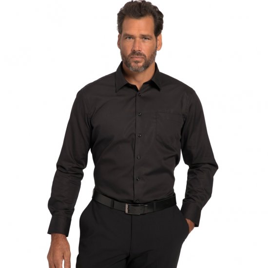 JP1880 Shirt Business Modern Fit Long Sleeve Non-Iron Black TALL - VÊTEMENTS HOMME MT-6XLT - Vêtements Tall Homme