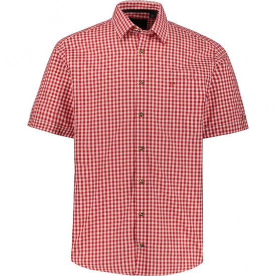 JP1880 Shirt Traditional Checked Short Sleeve Red - Chemises - Chemises Grandes Tailles Hommes