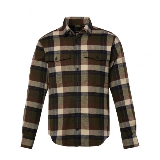 JP1880 Shirt Flannel Long Sleeve Dark Brown TALL - VÊTEMENTS HOMME MT-6XLT - Vêtements Tall Homme
